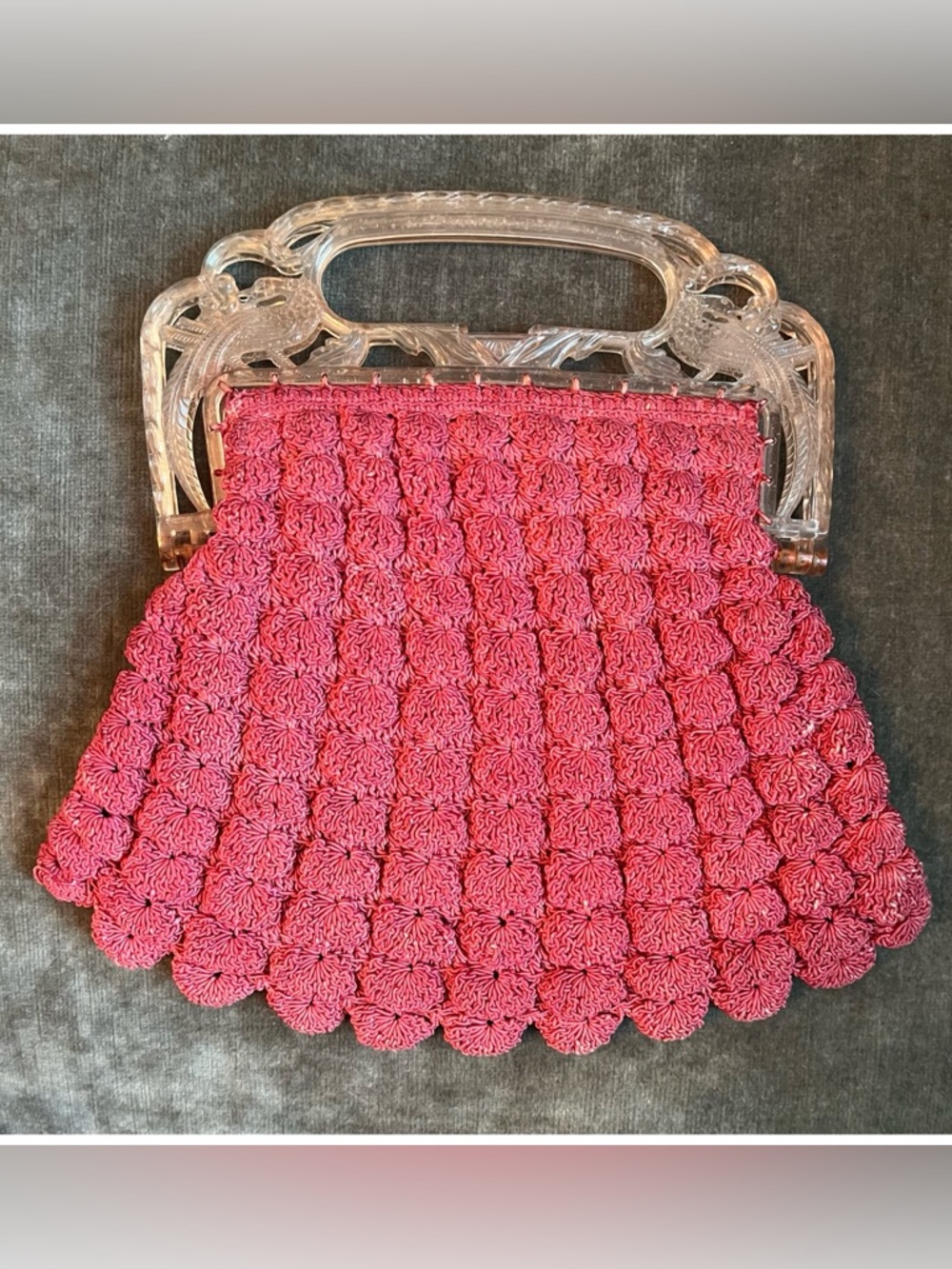Vintage Crochet and Bird Handle Purse Handbag - Picture 4 of 12